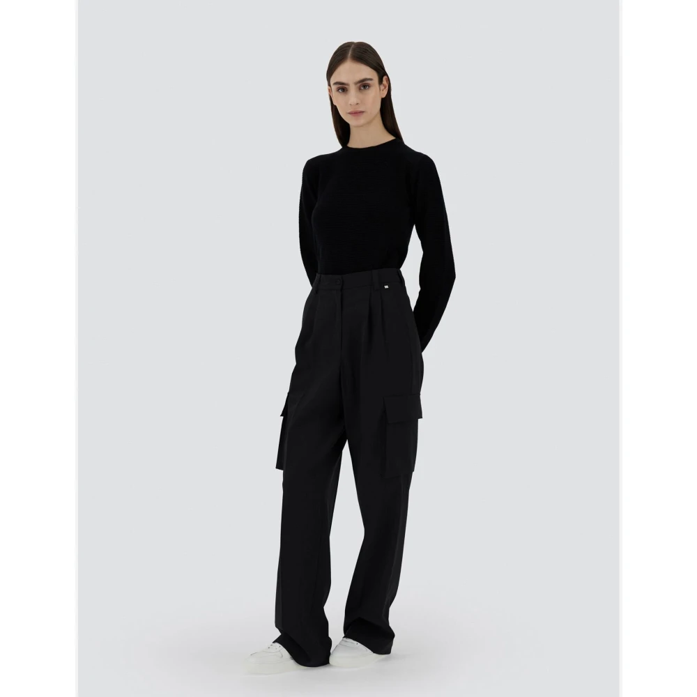 Herno Zachte wol cargobroek Black Dames