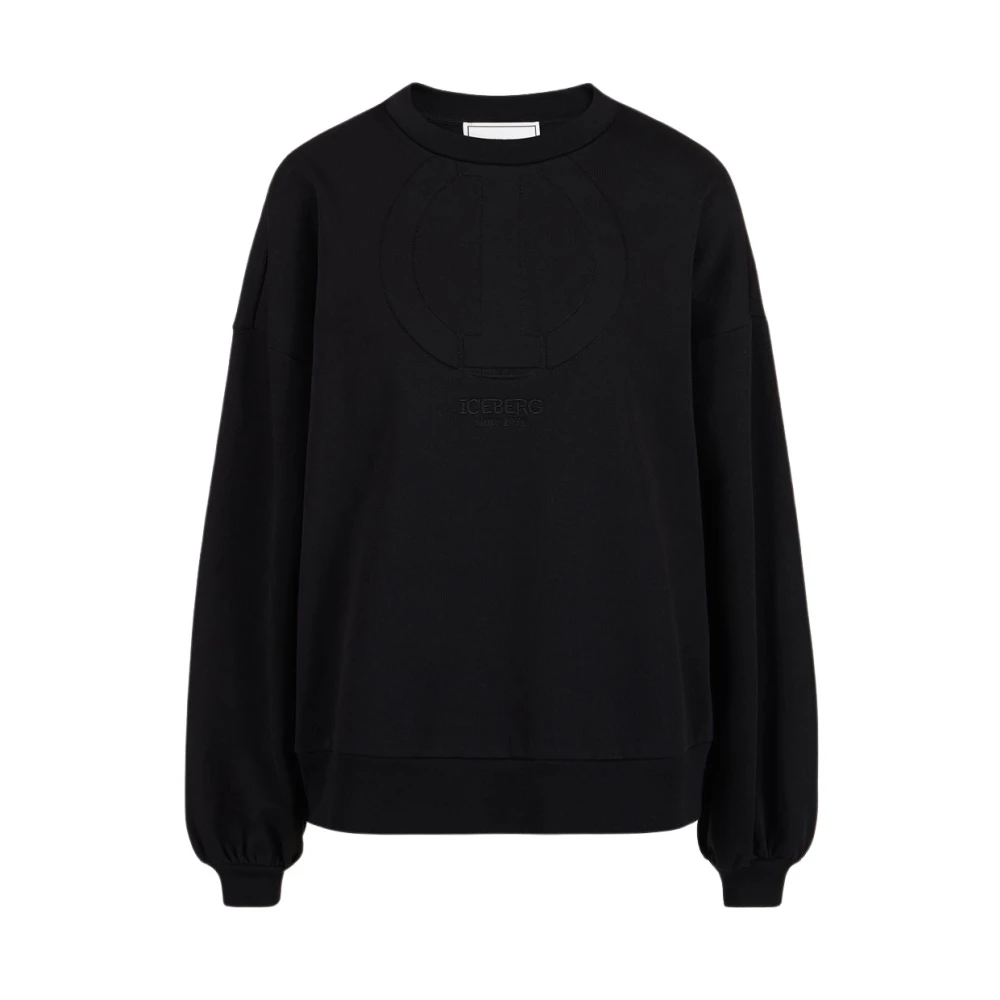 Iceberg Technische Katoenen Sweatshirt met Ingelegd Monogram Black Dames