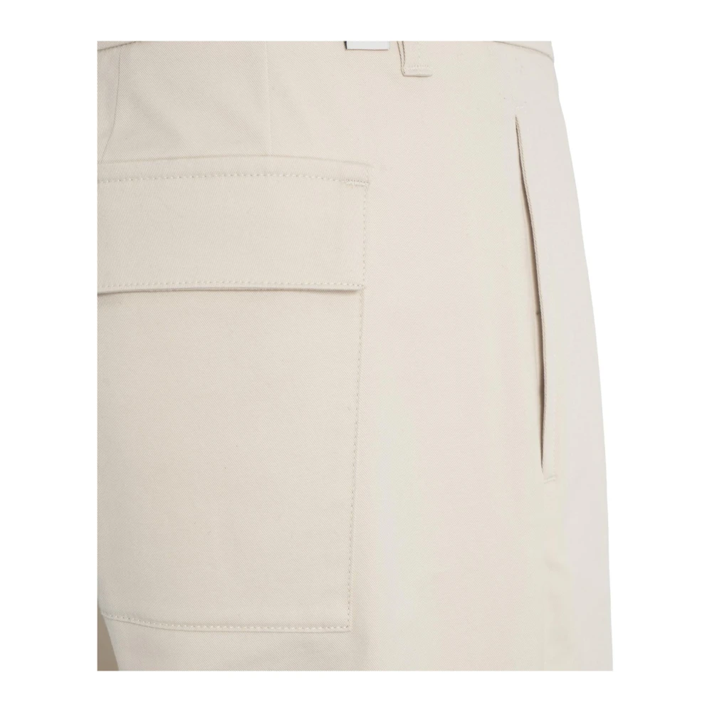 Paolo Pecora Beige Chino's met Plooien en Essentiële Details Beige Heren