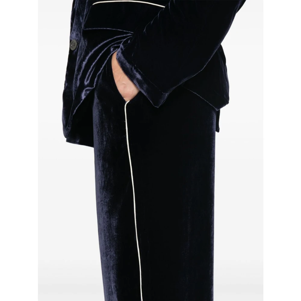Pierre-Louis Mascia Blauwe Fluwelen Broek met Pijpdetail Blue Dames