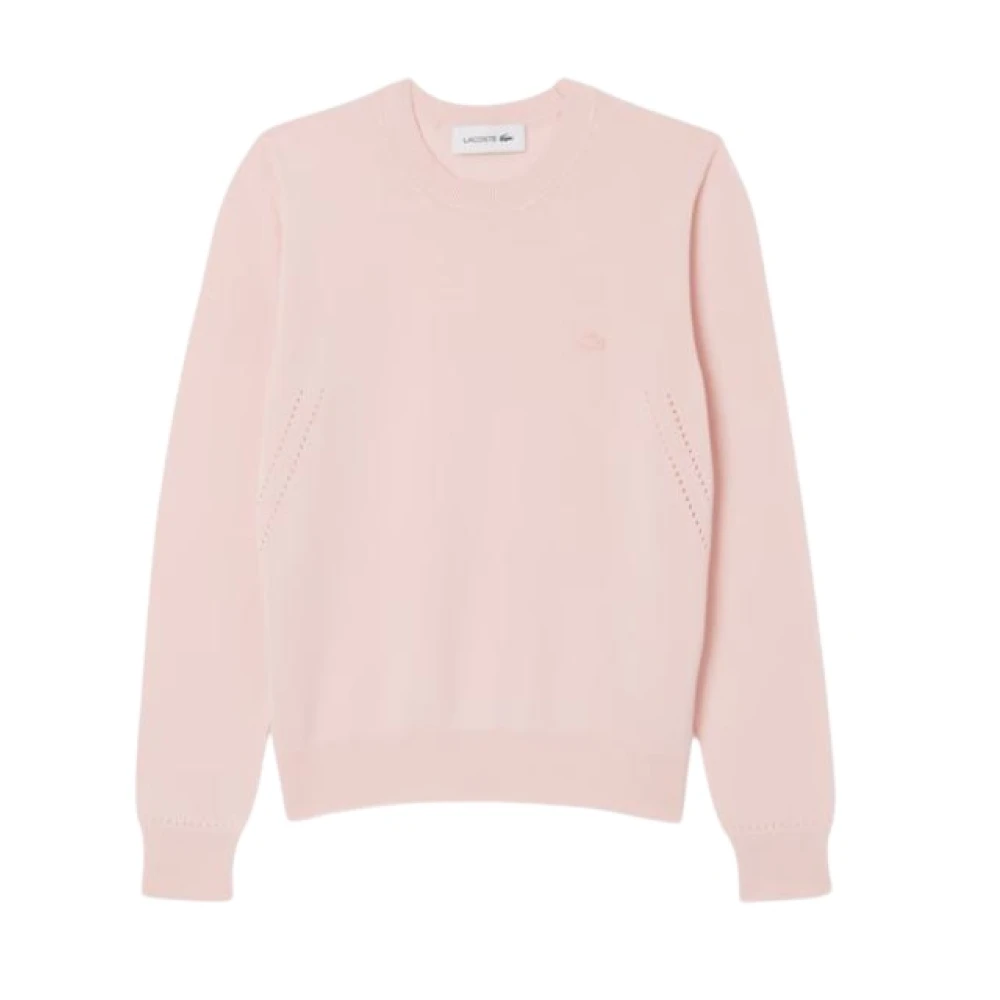 Lacoste Women's Pink 3D Knit Crew Neck Jumper - Round-Neck Knitwear - 2XL - Knitwear