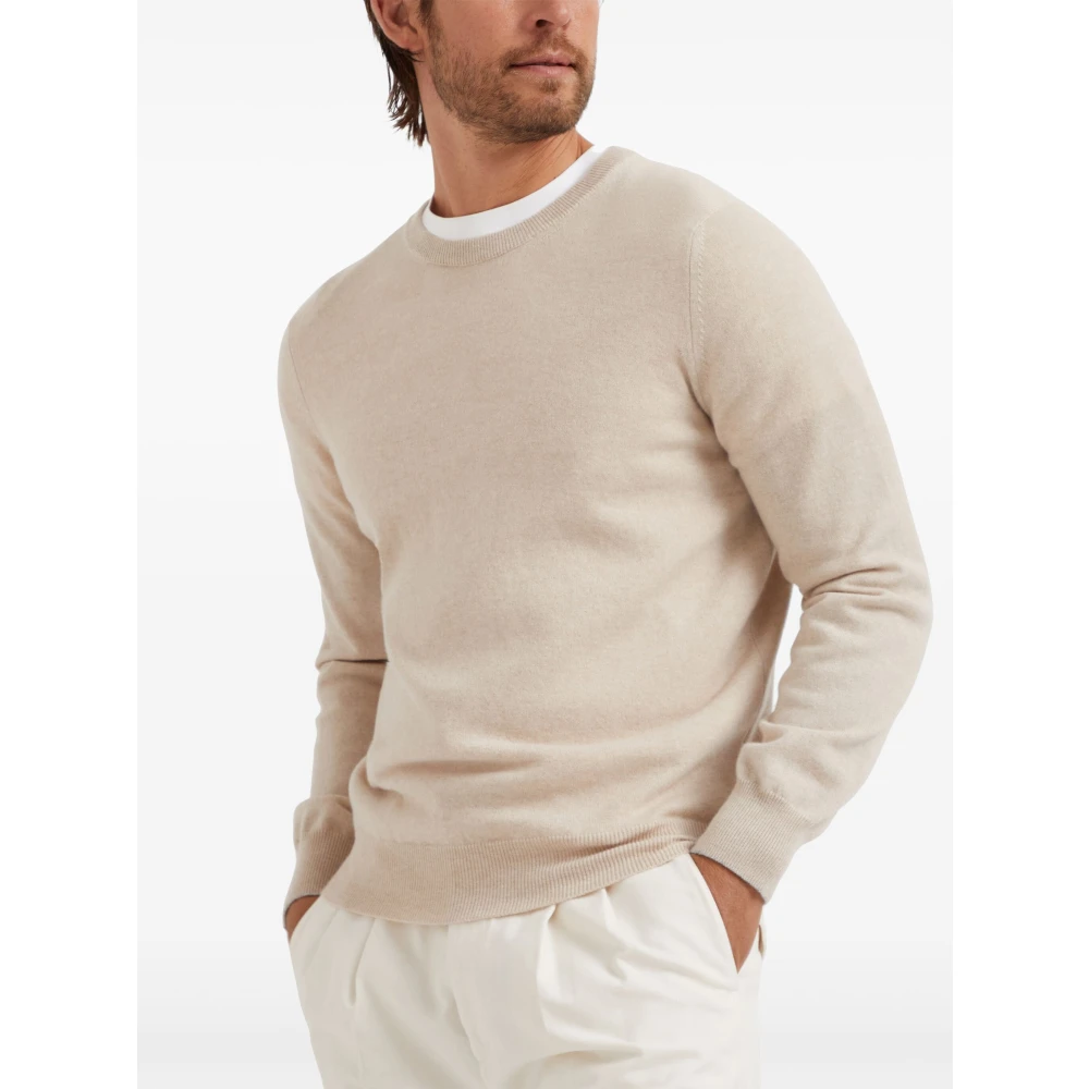 BRUNELLO CUCINELLI Luxe Cashmere Sweater Sabbia Ciotolo Beige Heren