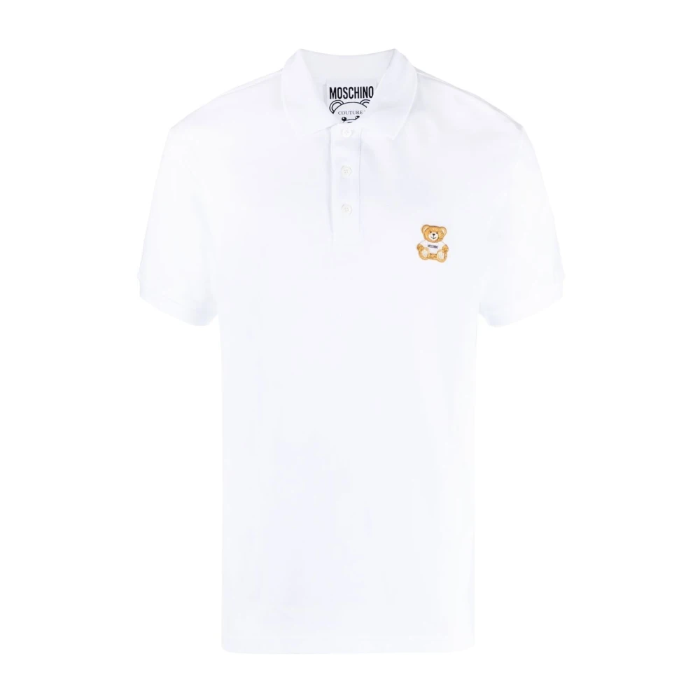 Moschino Witte Polo T-shirt met Berenmotief White Heren