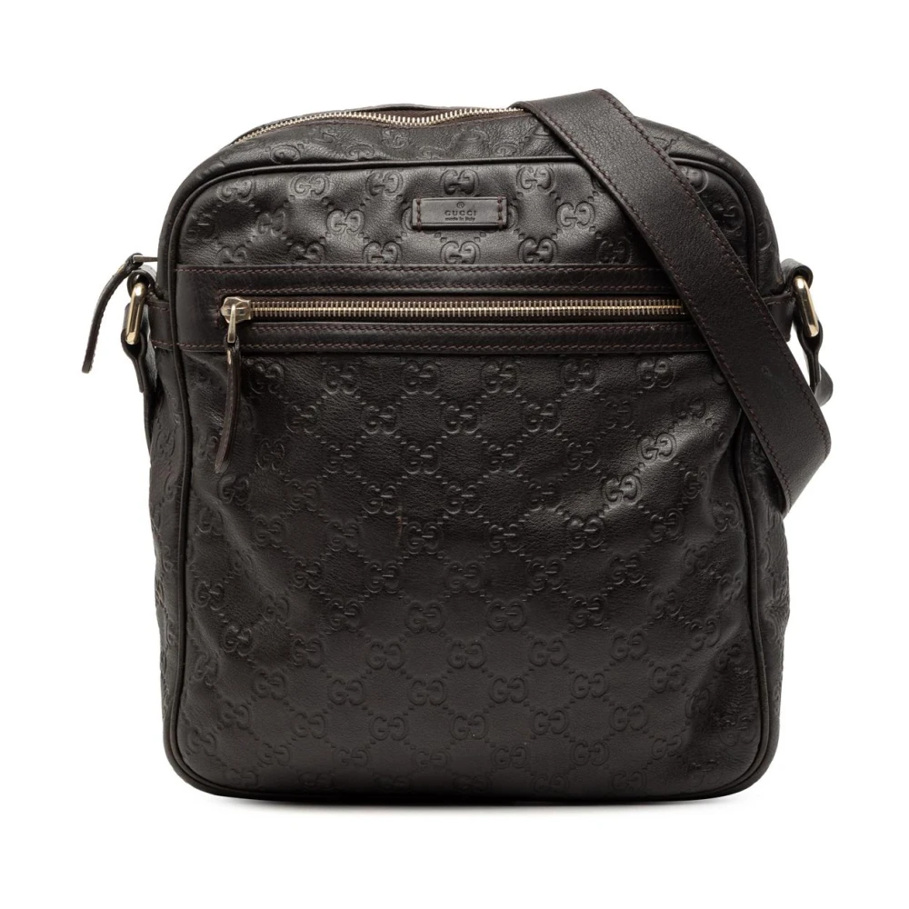 Gucci Vintage Women's Brown Pre-Owned Vintage Embossed Gg Crossbody Bag