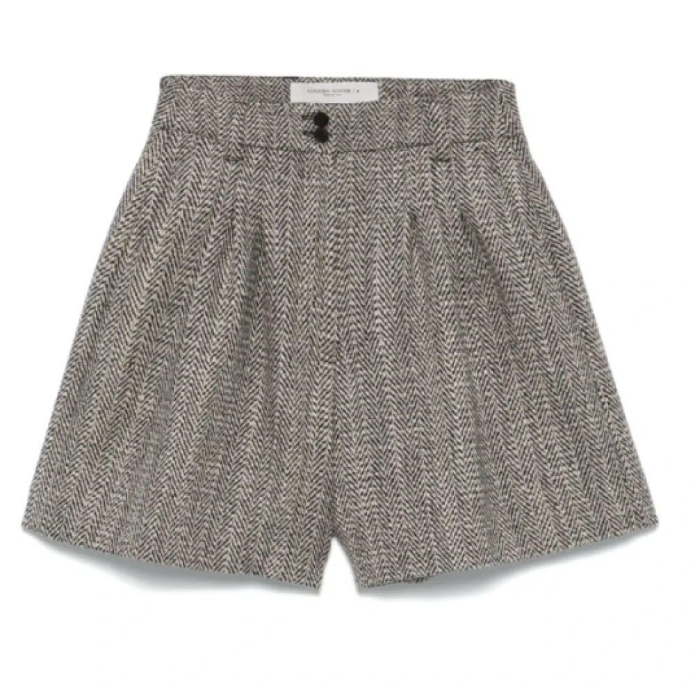 Golden Goose Nachtblauw beige wolmix geplooide shorts Gray Dames