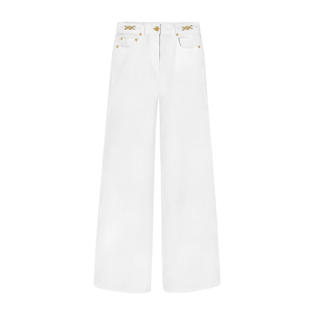 Versace Witte Denim Flared Jeans met Medusa Head White Dames