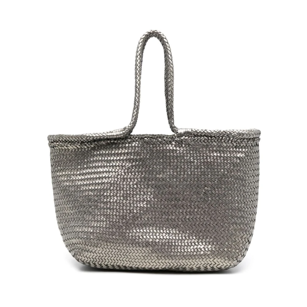 Dragon Diffusion Zilver-tone Leren Gevlochten Handtas Gray Dames