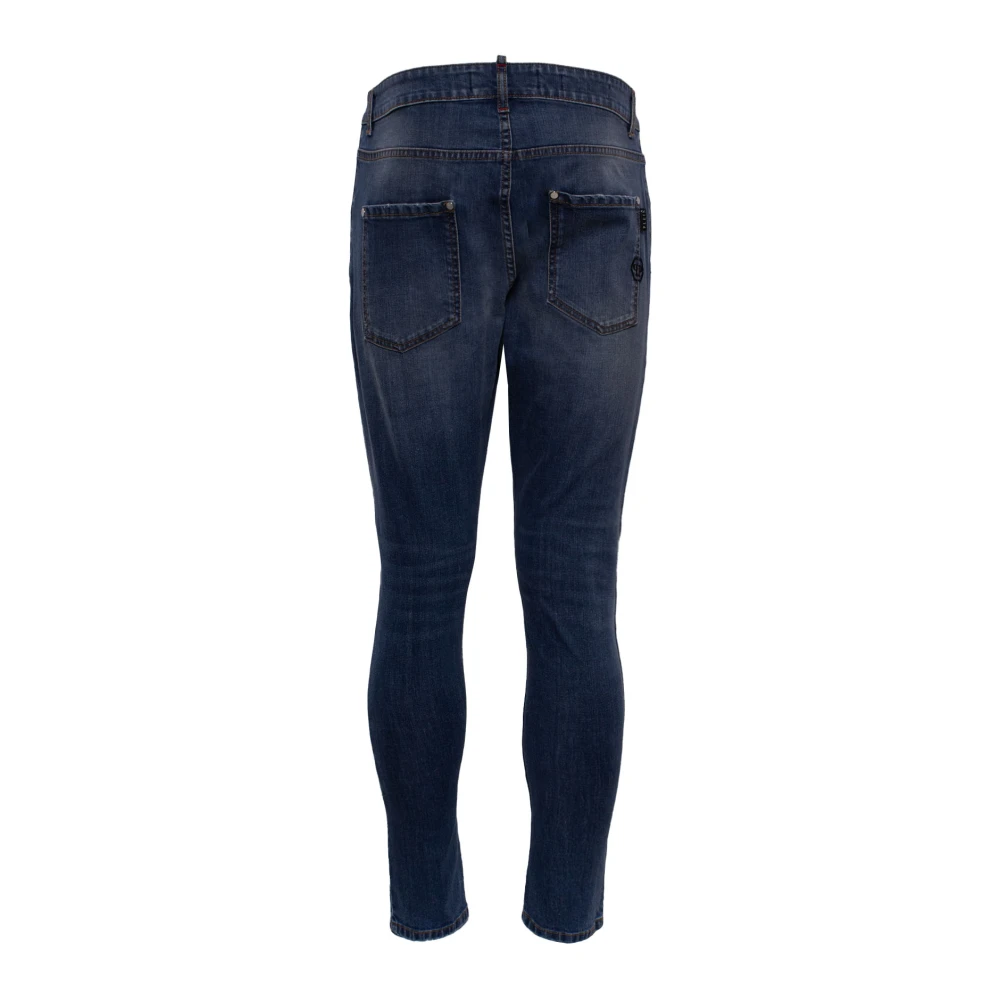 Philipp Plein Blauwe Skinny Jeans met Lage Taille Blue Dames