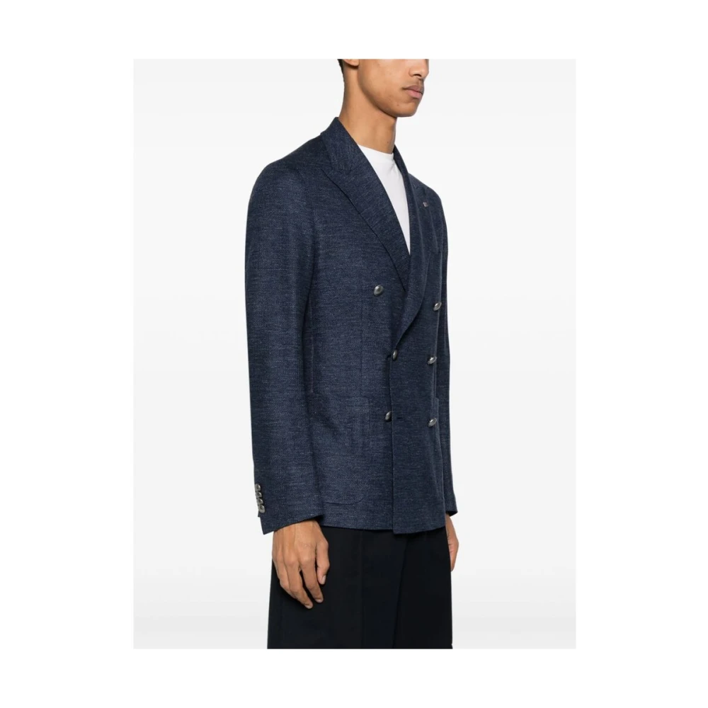 Tagliatore Navy Blauw Dubbel-Breasted Jas Blue Heren
