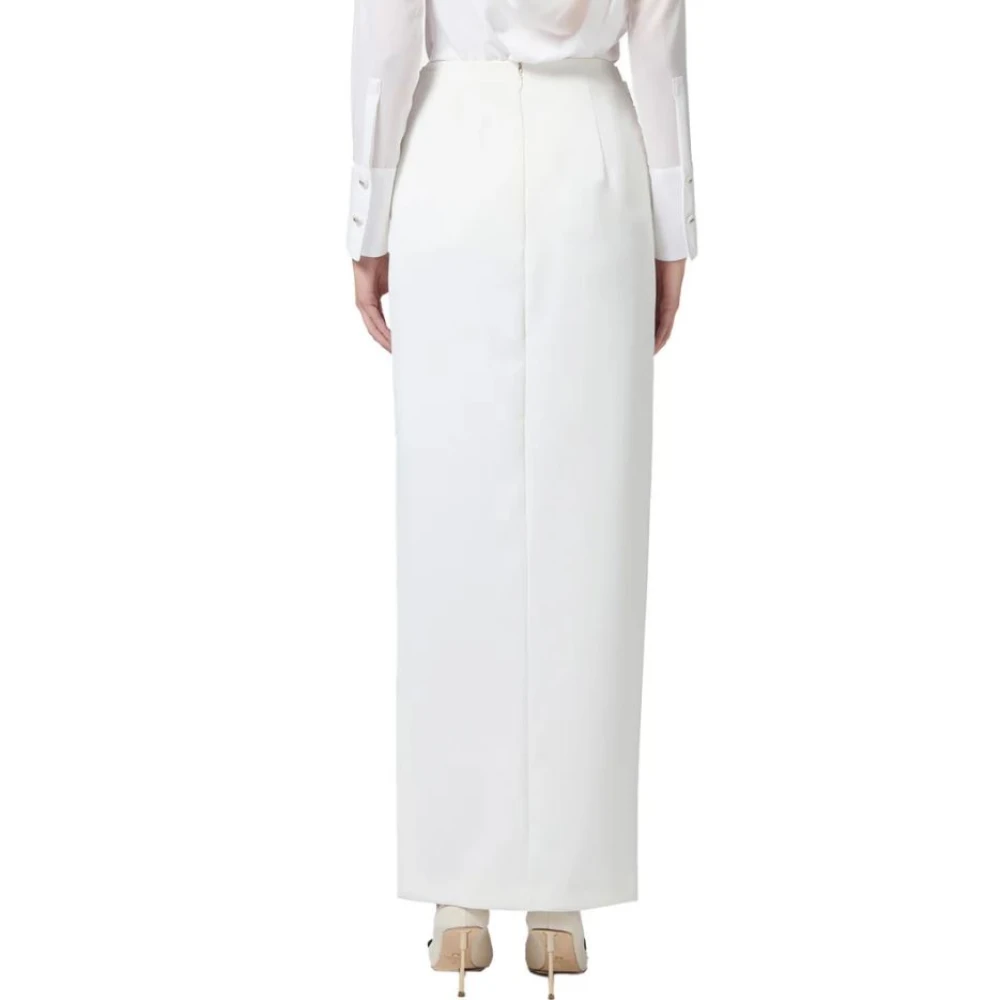 Elisabetta Franchi Strik Detail Lange Rok Ivoor White Dames