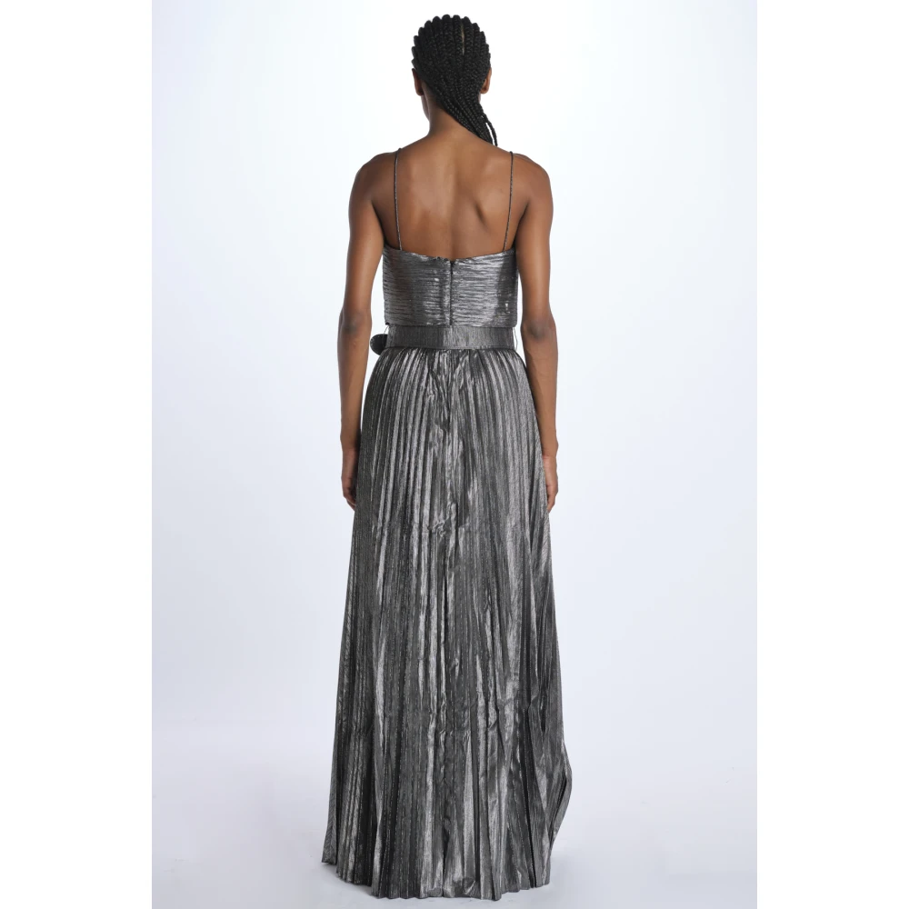 Rebecca Vallance Zilver Geplooide Lange Jurk Gray Dames