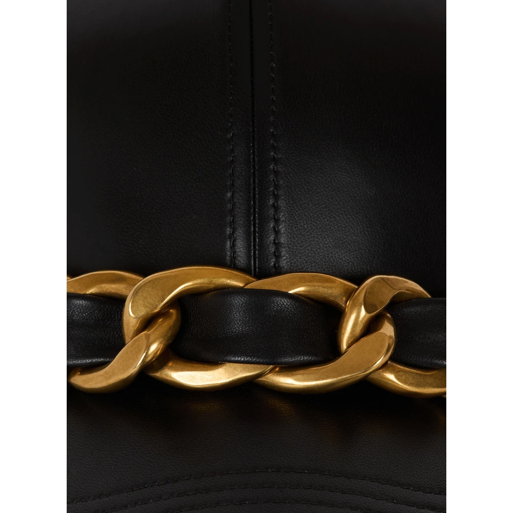 Balmain Lamsleren pet met ketting Black Dames