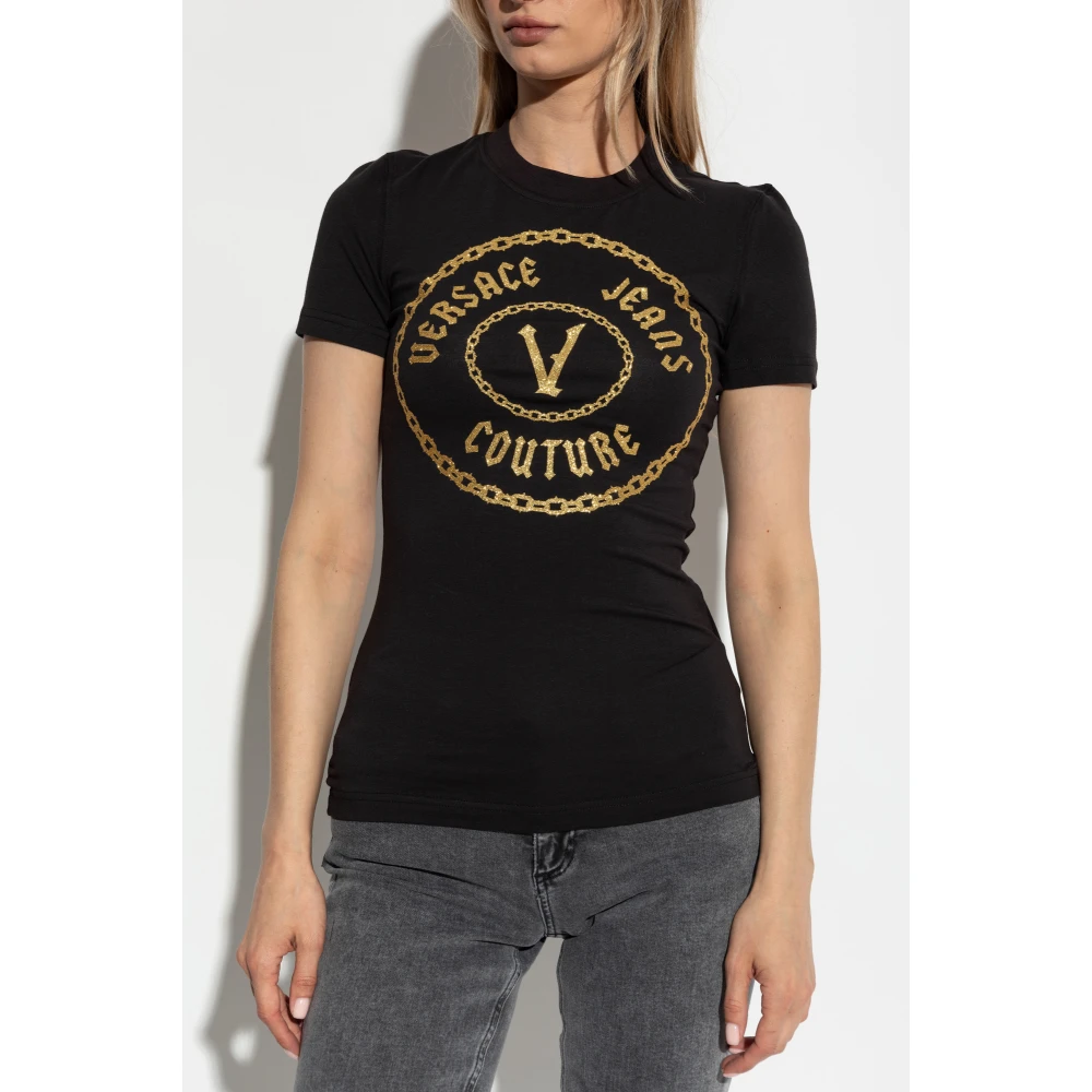 Versace Jeans Couture T-shirt met logo Black Dames