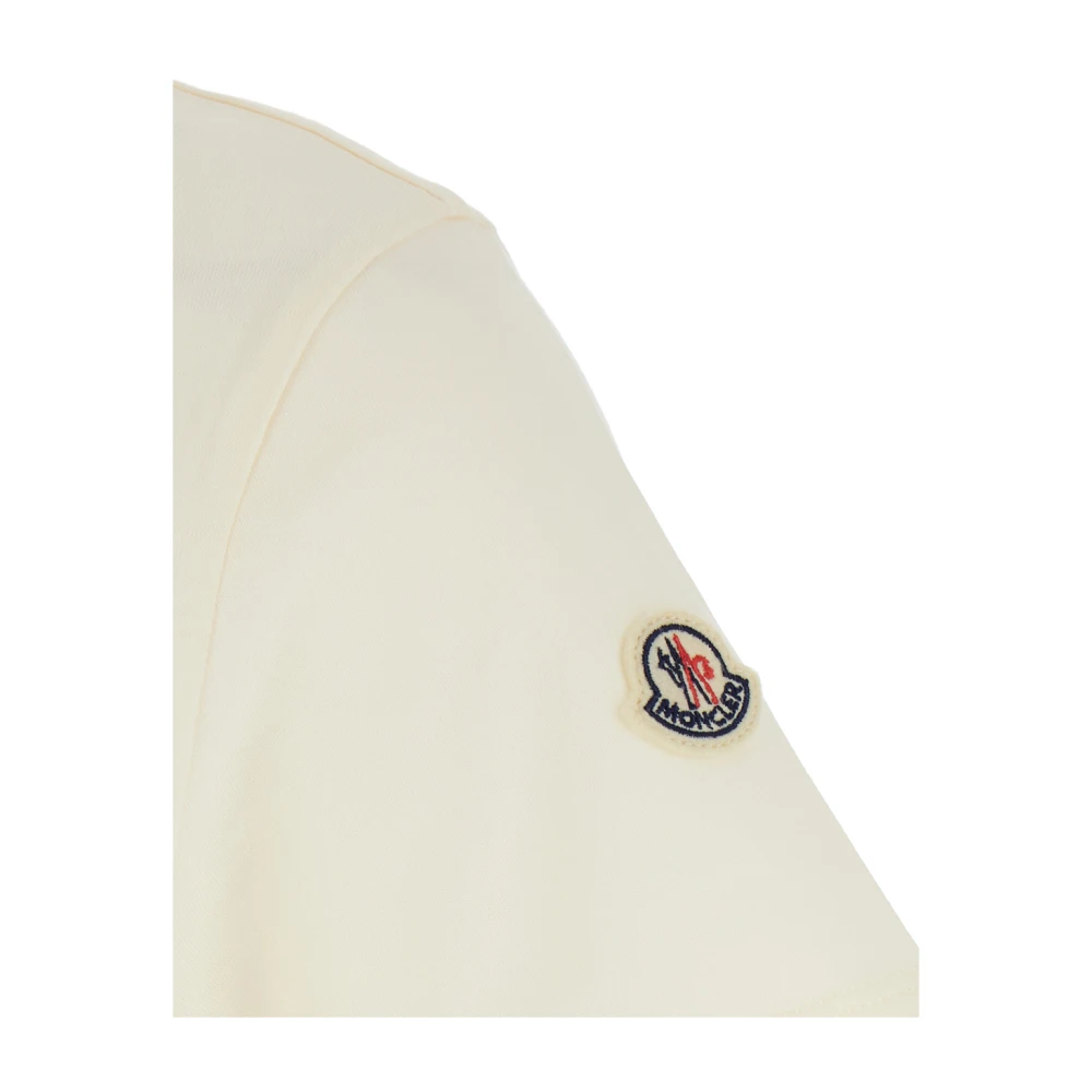 Moncler Wit Logo Geborduurd T-shirt Vrouw Katoen White Dames