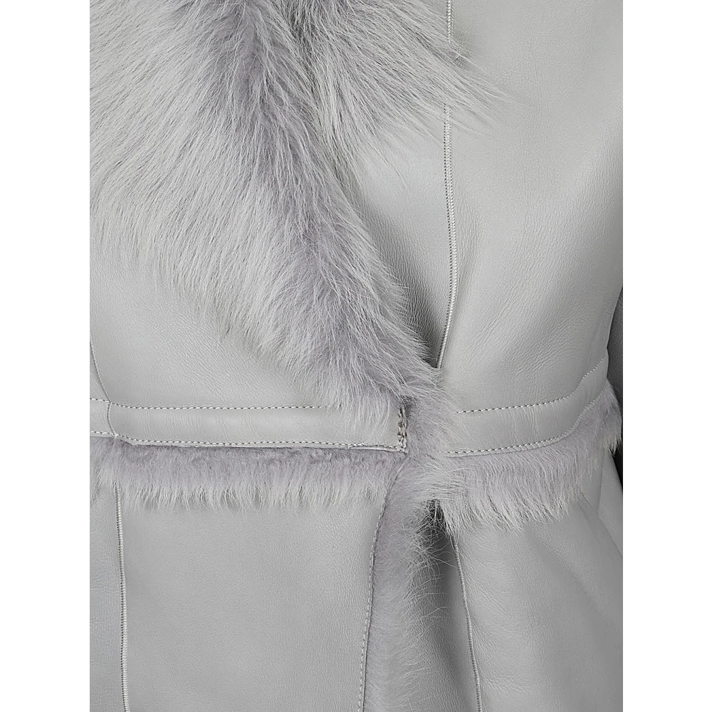 IRO Omkeerbare shearling jas met brede revers Gray Dames