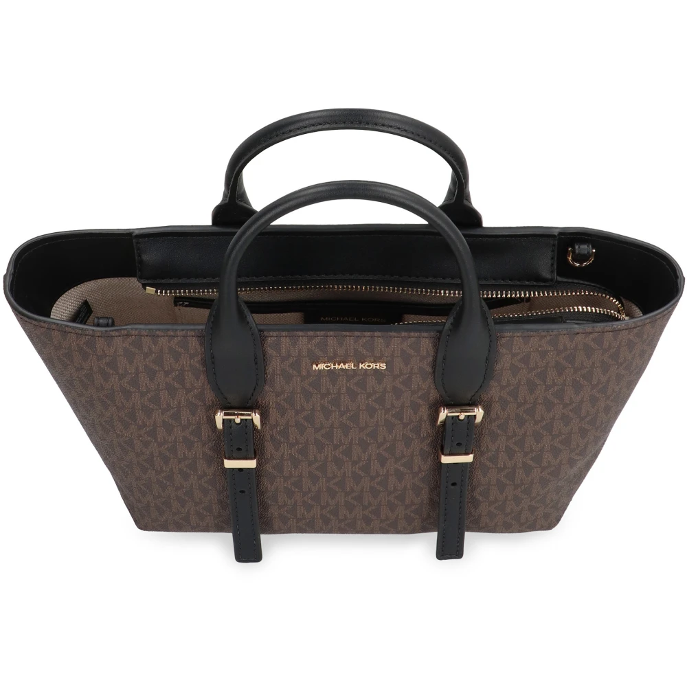Michael Kors Logo Coated Handtas met Schouderband Brown Dames