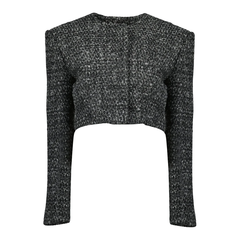 Diesel Kvinno Grå Jackor Dam, Xs, Tweed, G-Crop-G Tweed Jacket