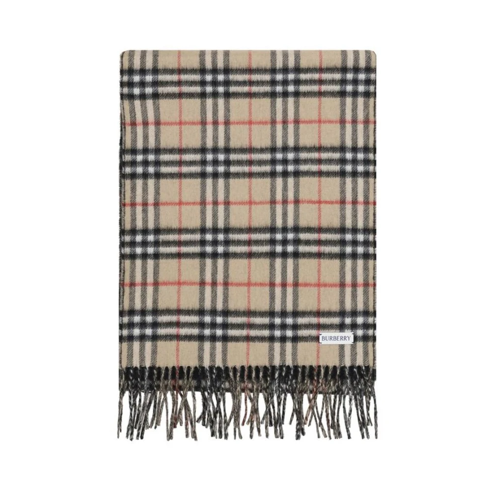 Burberry Kasjmier Sjaal met Franje Randen Brown Dames