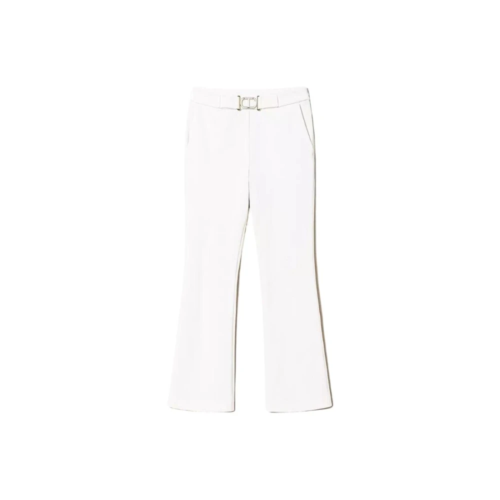 Twinset Flare Broek in Stretch Milano Punt White Dames