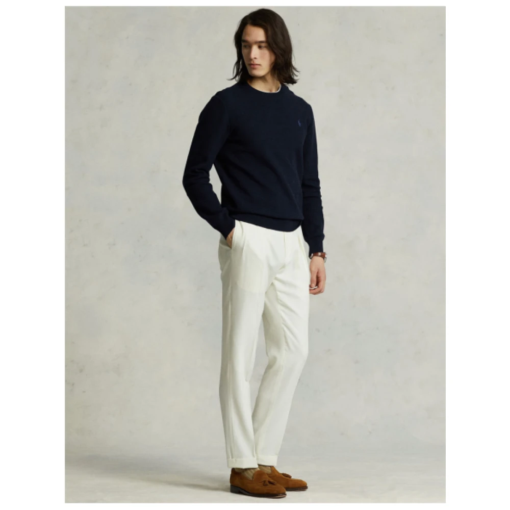 Polo Ralph Lauren Navy Heather Pima Katoenen Ronde Hals Trui Blue Heren
