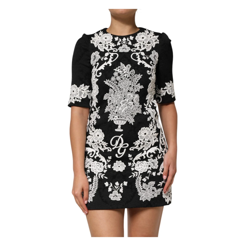 Dolce & Gabbana Women's Black Lace Trim A-Line Dress
