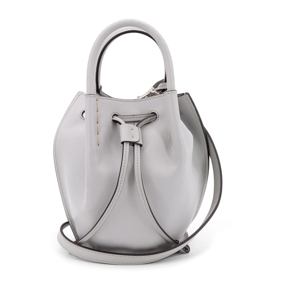 TOD'S Leren Bucket Bag met Trekkoord Gray Dames
