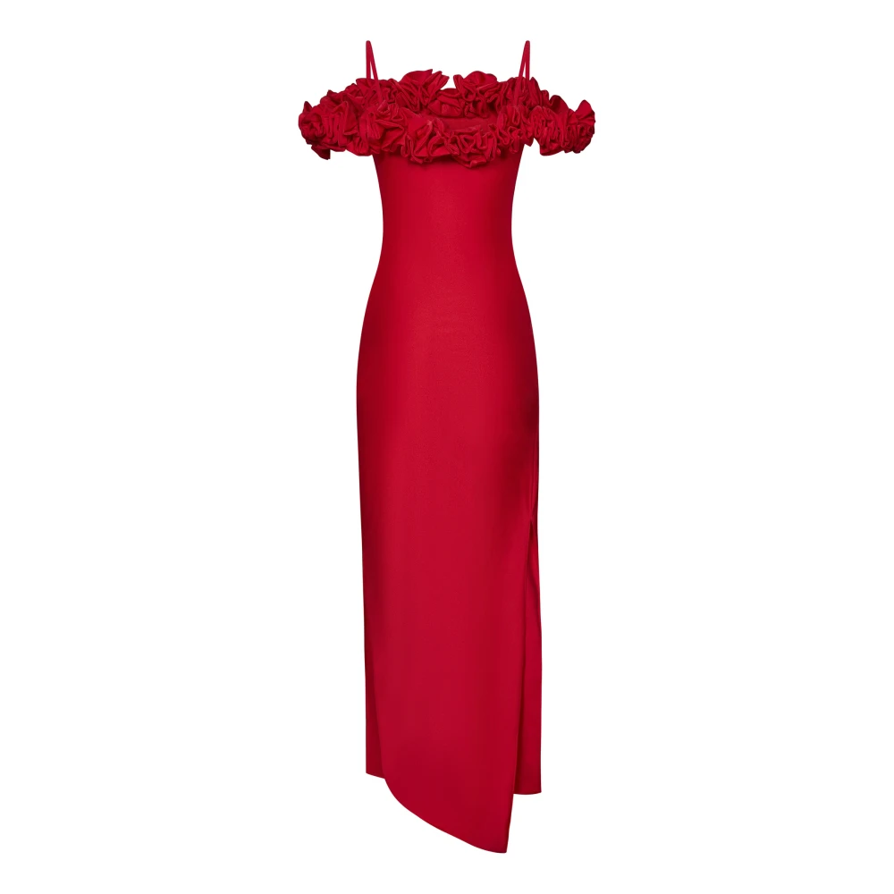 Coperni Rode Bloemen Gerimpelde Jurk Red Dames