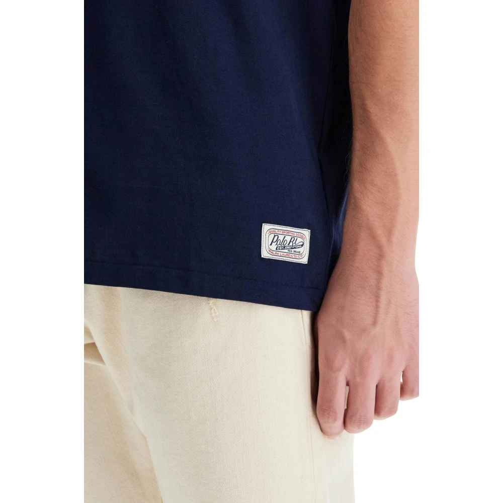 Polo Ralph Lauren Geborduurd Logo Katoenen T-shirt Blue Heren