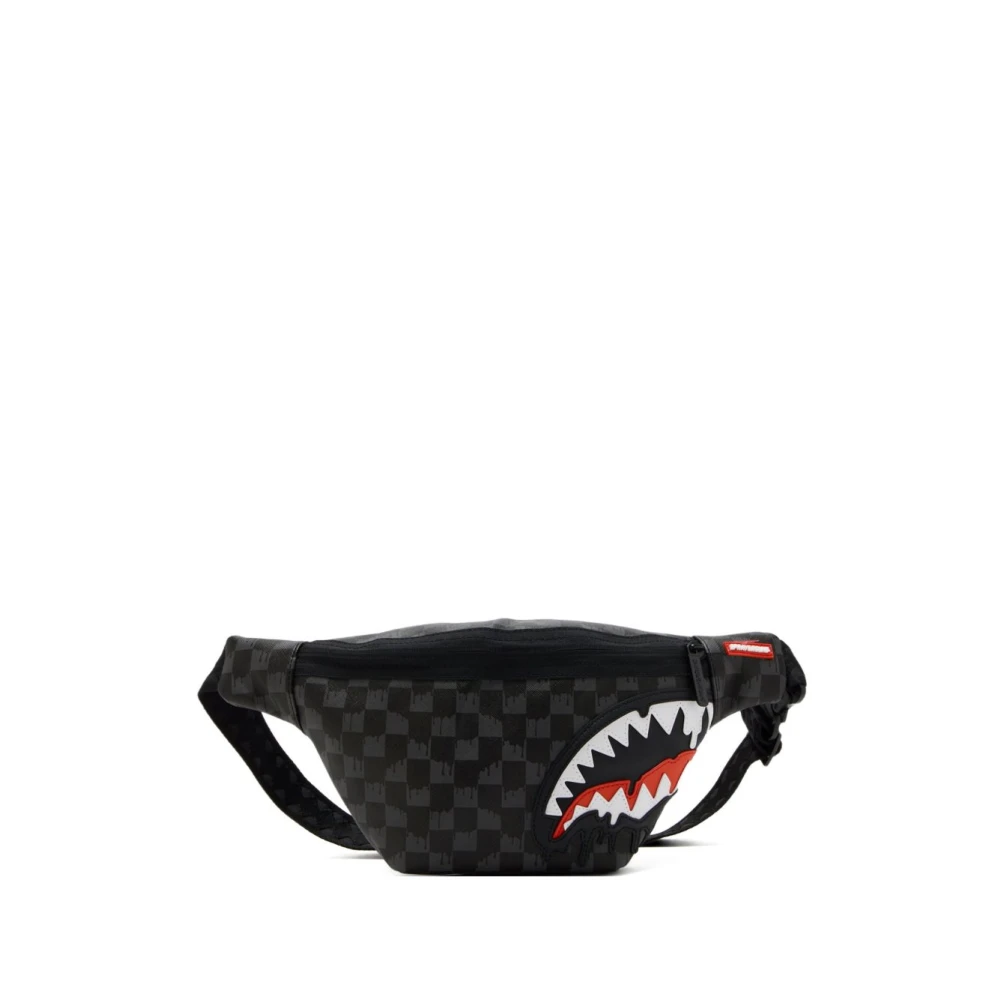 Sprayground Unisex Black Checkered Shark Motif Bag