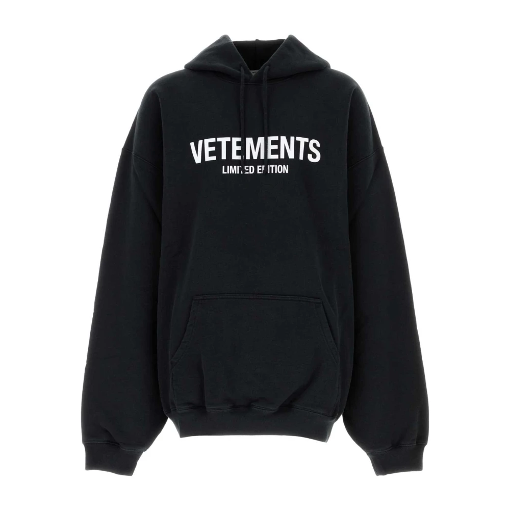 Vetements Oversize Zwart Katoenblend Sweatshirt Black Heren