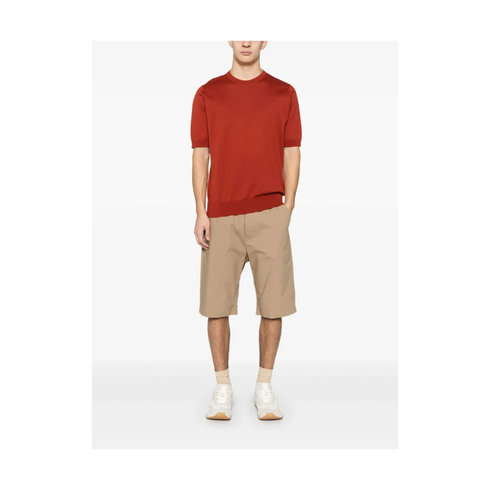 John Smedley Rood Crew Neck T-shirt Red Heren