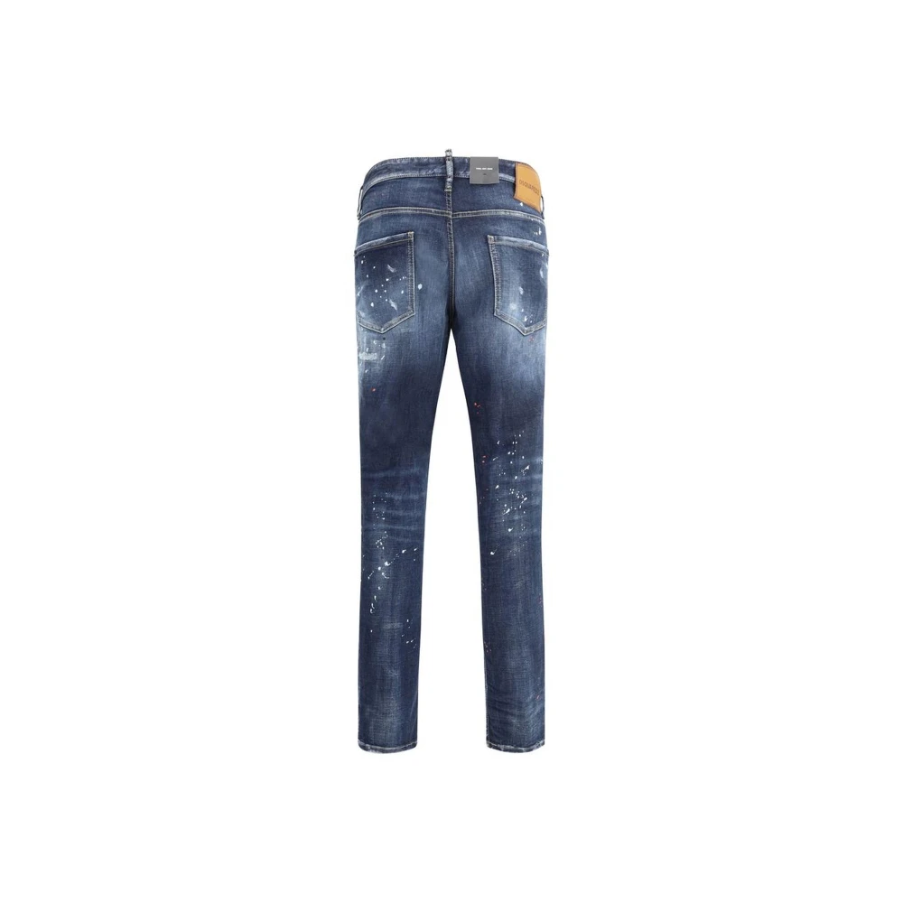 Dsquared2 Vintage Straight Jeans met leren details Blue Heren