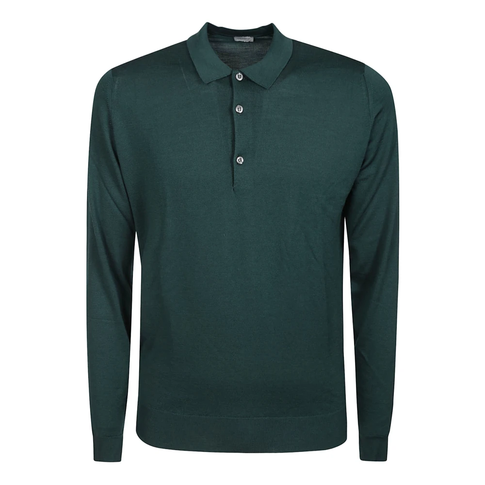 John Smedley Groene Merino Wol Polo met Knoopsluiting Green Heren