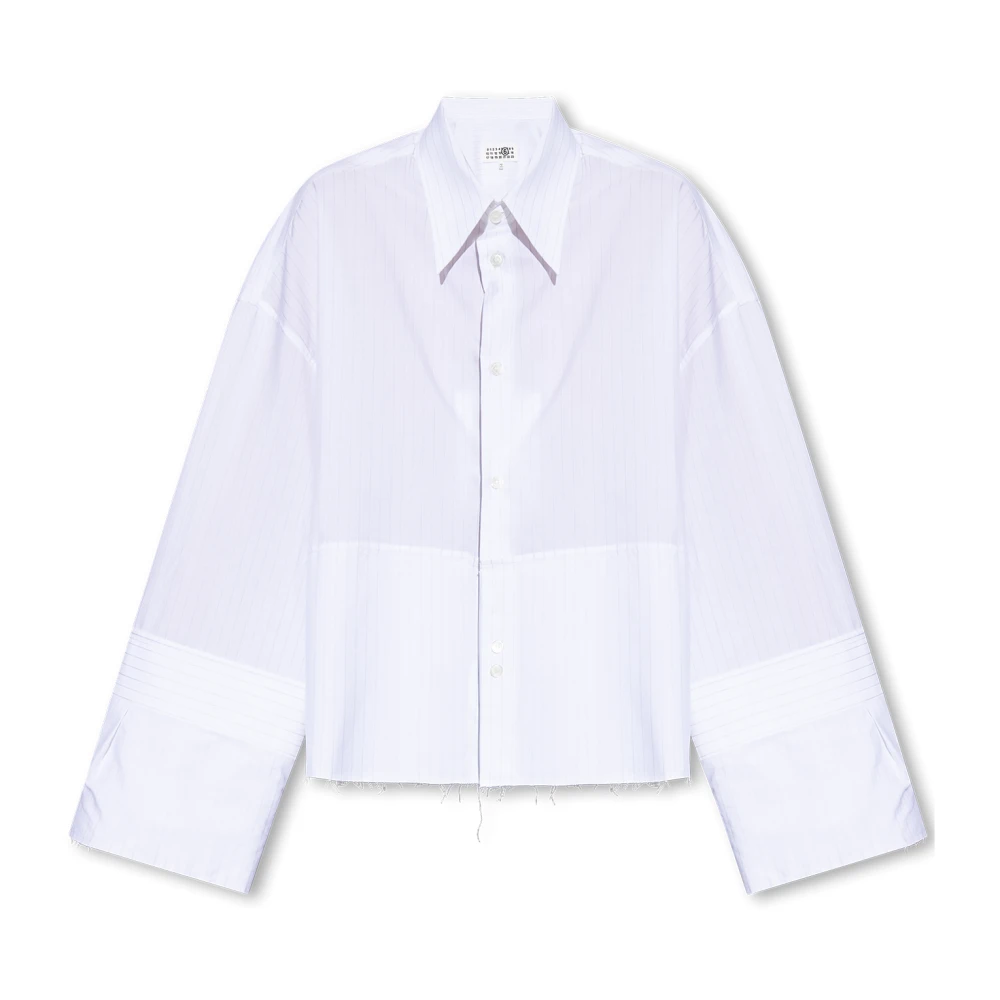 MM6 Maison Margiela Witte Gestreepte Katoenen Overhemd White Dames