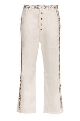 Utsvängda jeans med strassdetaljer