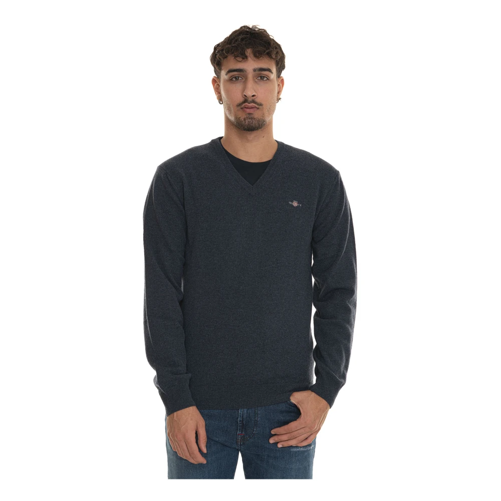 Gant V-hals trui extra fijne wol Blue Heren