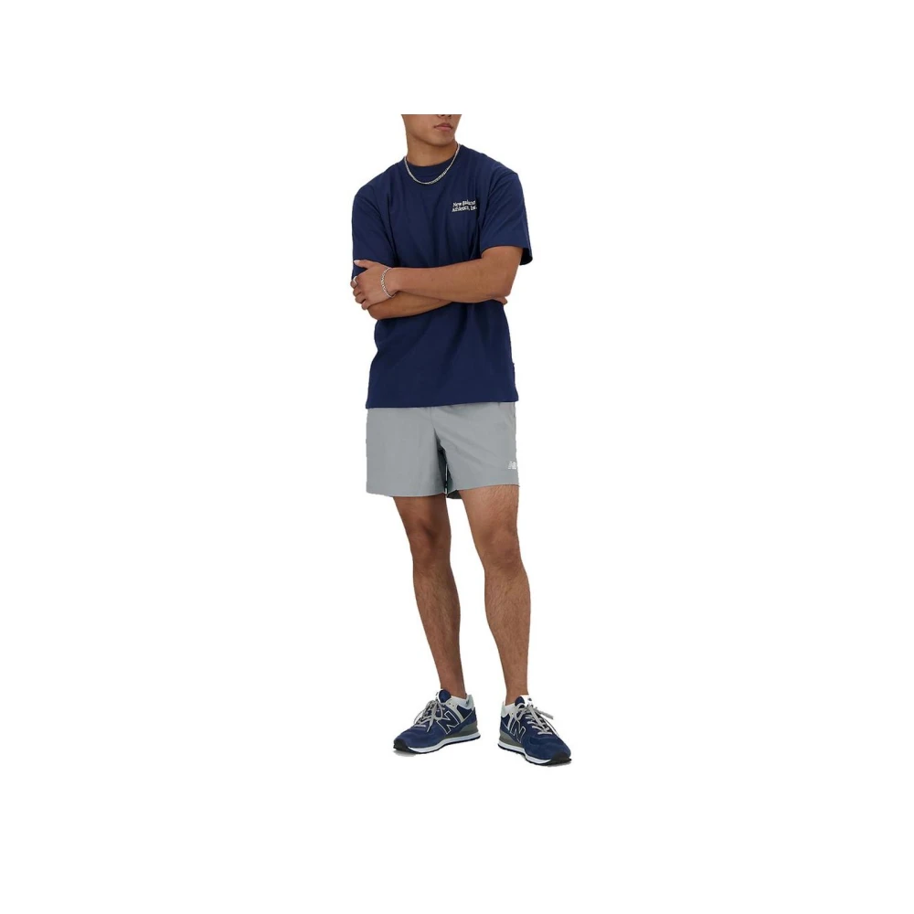 New Balance Blauw Katoenen Ronde Hals T-shirt Blue Heren