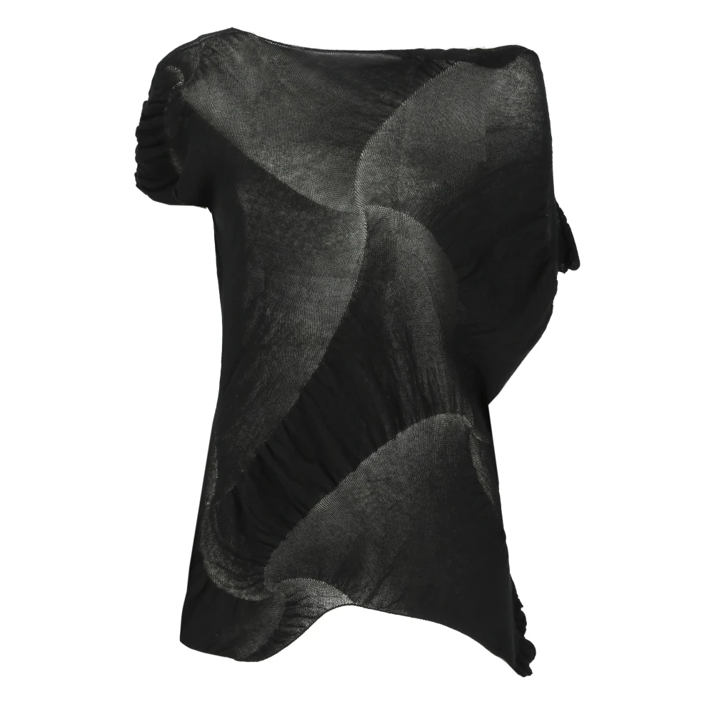 Yohji Yamamoto Zwarte Katoenen Top met Asymmetrische Randen Black Dames