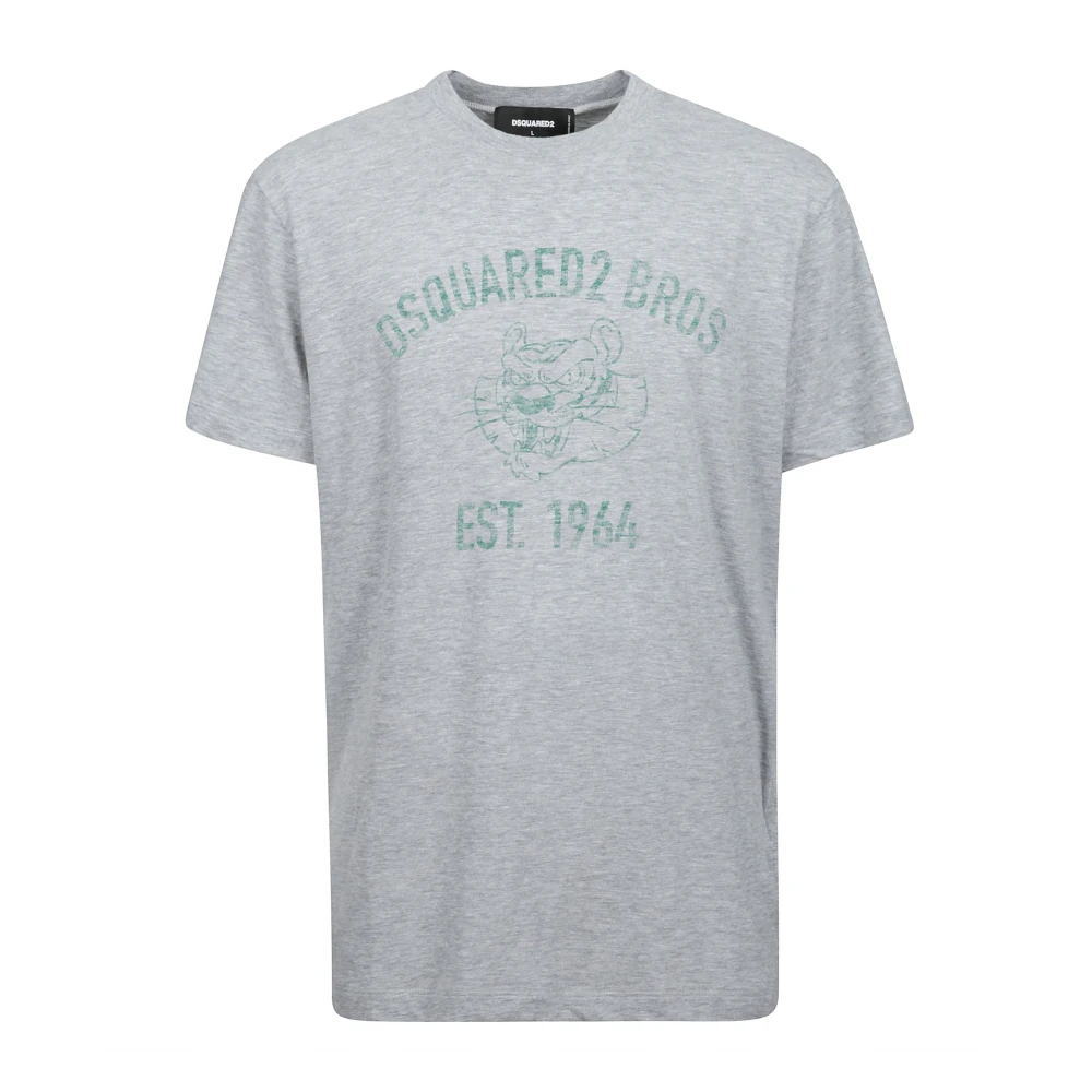 Dsquared2 Men's Gray T-Shirts, 2XL, Vintage Style Printed T-Shirt