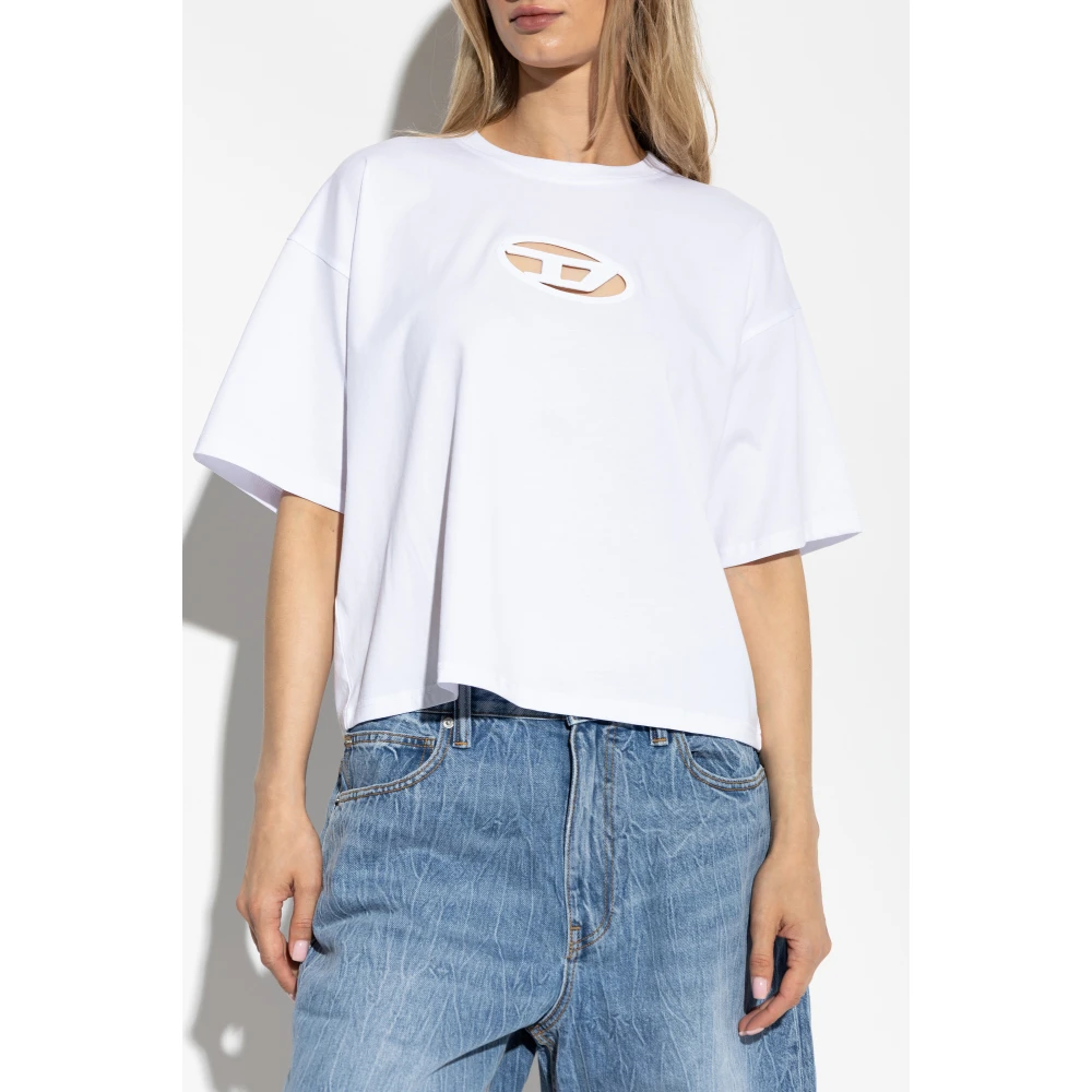 Diesel T-shirt T-Buxt-Crop-Od White Dames