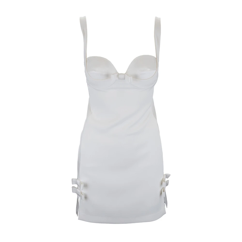 Elisabetta Franchi Jurk met vierkante halslijn en strikdetail White Dames