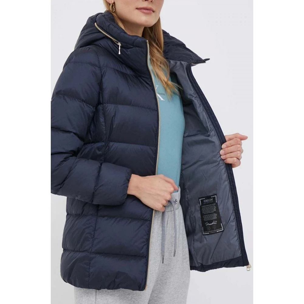 Geox Ademende Polyester Jas Charlene W3626E T2562 Blue Dames