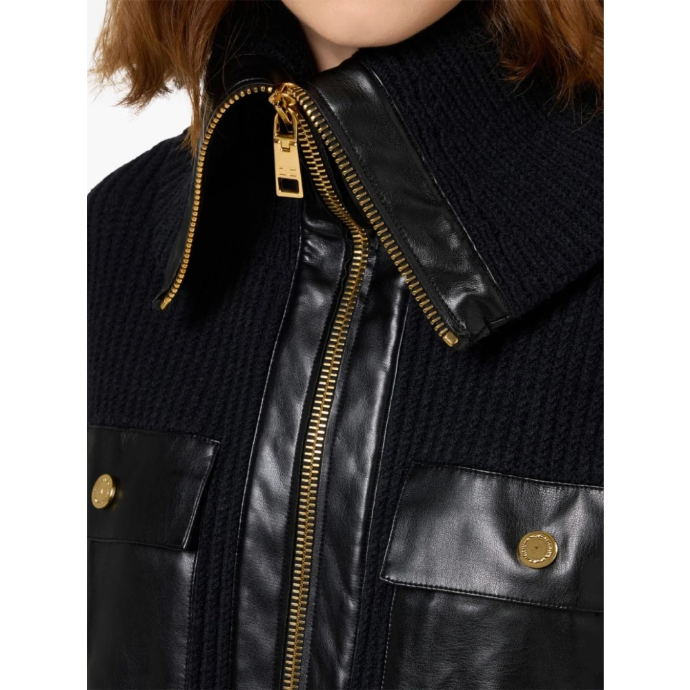 Elisabetta Franchi Zwart Rib Wolmix Vest Black Dames