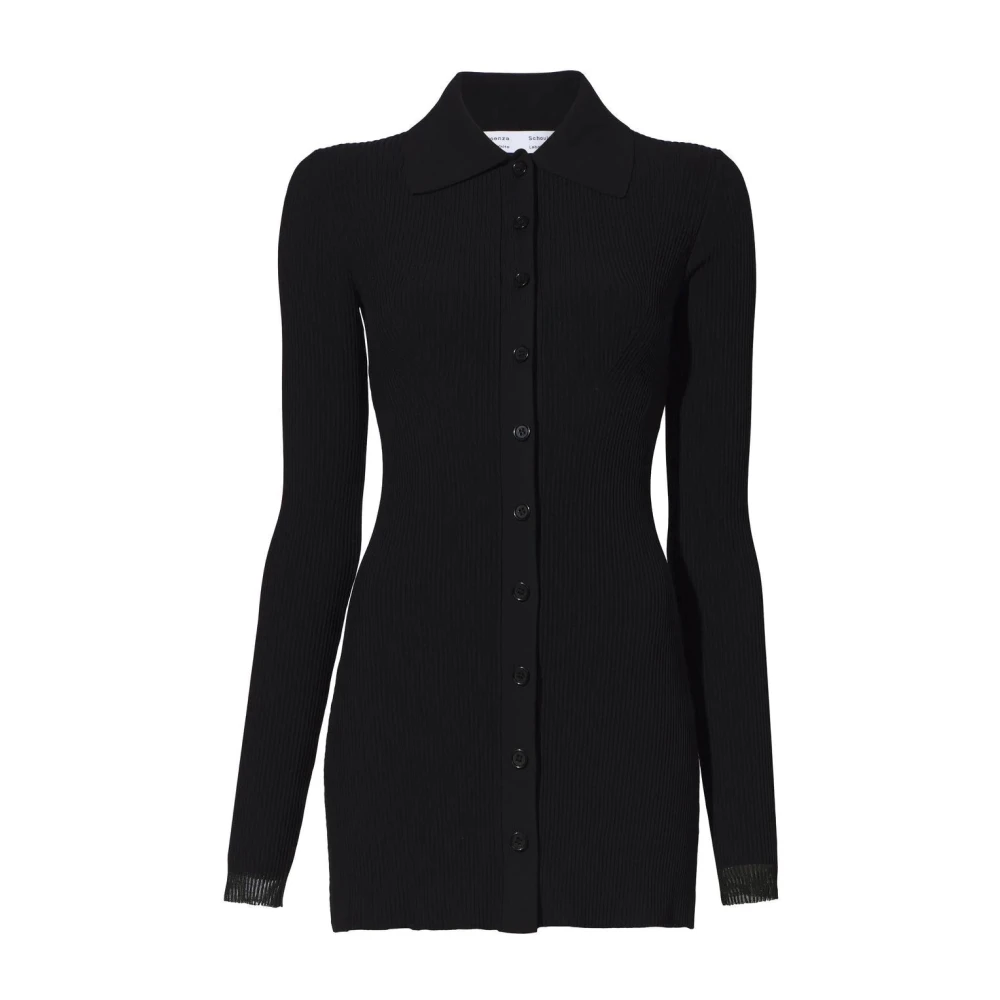 Proenza Schouler Zwarte Ribgebreide Vest Black Dames