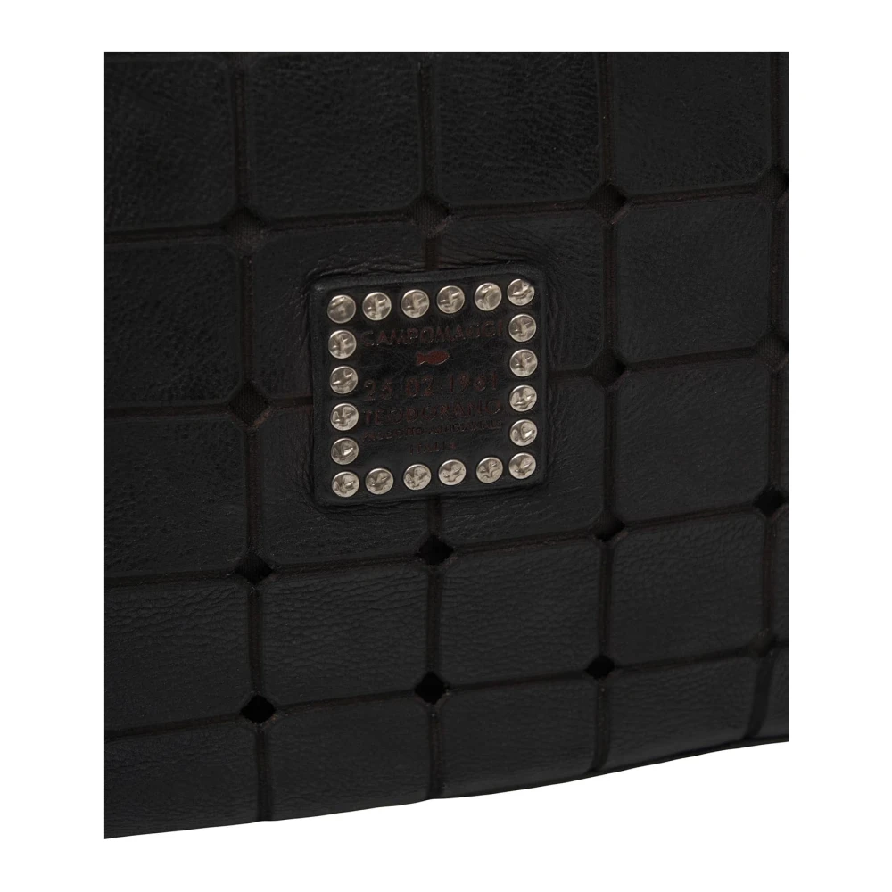 Campomaggi Zwarte Leren Shopper met Stud Details Black Dames
