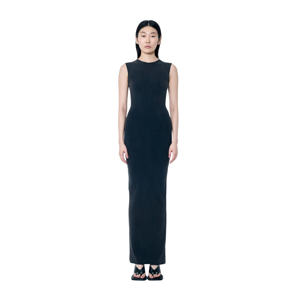 Entire Studios Mouwloze Maxi Jurk met Stretch en Ventilatie Black Dames