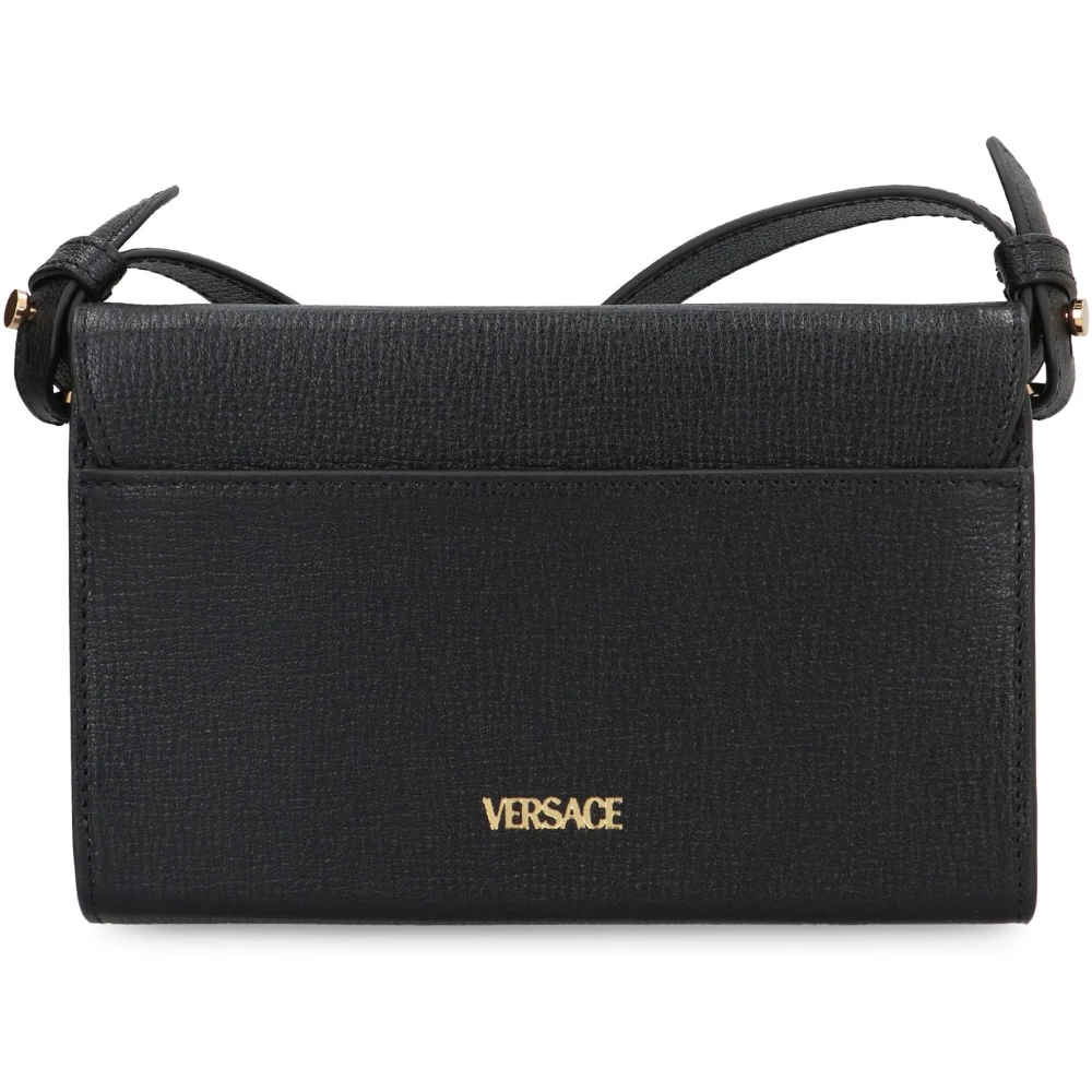 Versace Biggie leren crossbody tas met klep Black Heren