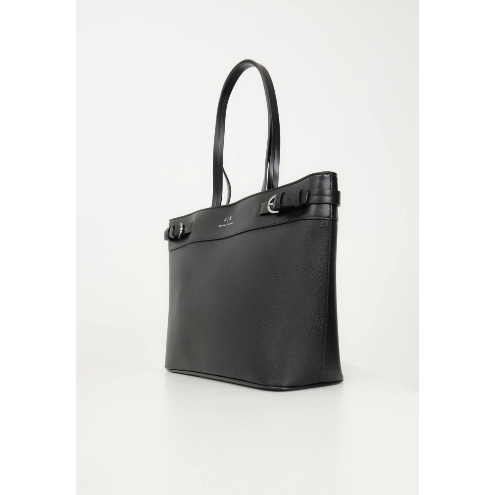 Armani Exchange Zwarte Shopper Tas Minimalistische Moderne Stijl Black Dames