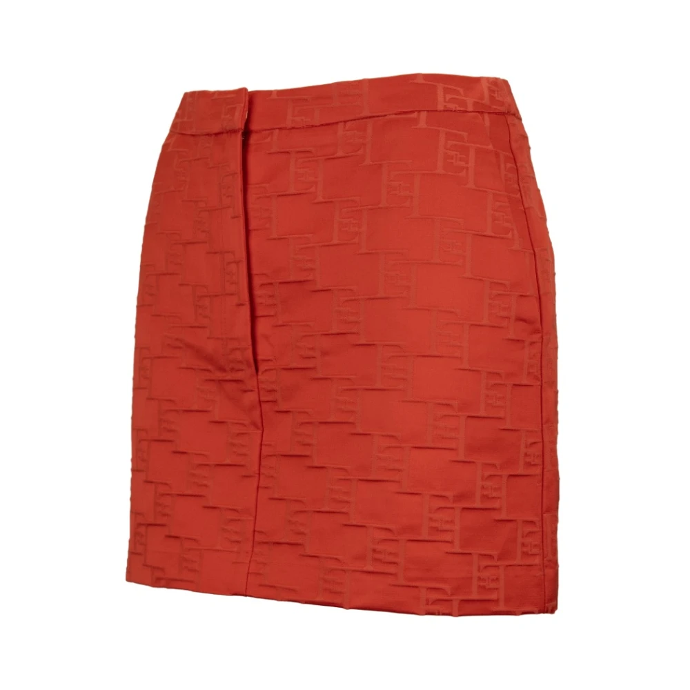 Elisabetta Franchi Korte Rok Rits Haak Knoop Orange Dames