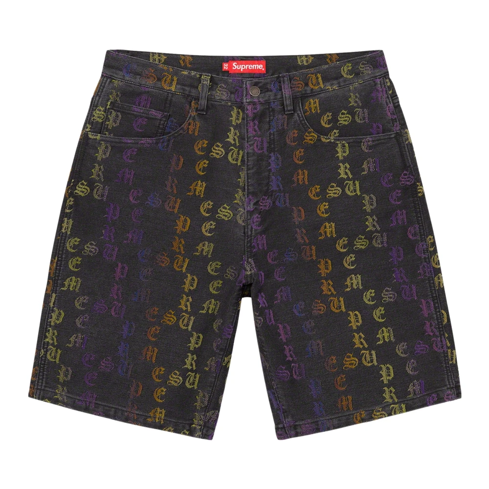 Supreme Gradient Jacquard Denim Shorts Black Heren